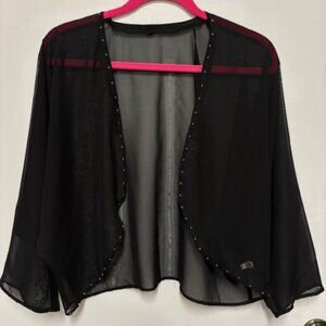 New Beautiful Sheer Black w/Rhinstone Edging Shrug./Jacket. Sz. 18 ($70)